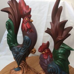 Vintage MGM Colorful Rooster and Hen Figurines